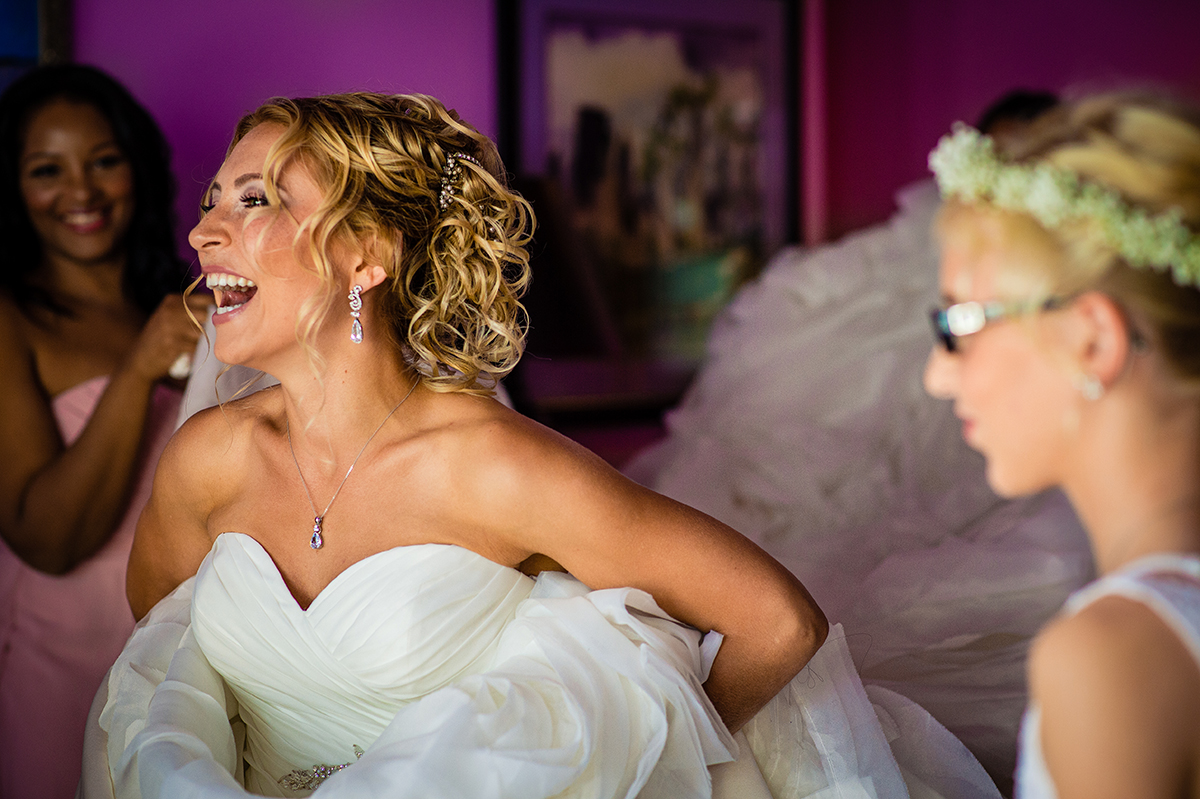 Bride getting ready at Delaware destination wedding by DC wedding photographers of Potok's World Photography