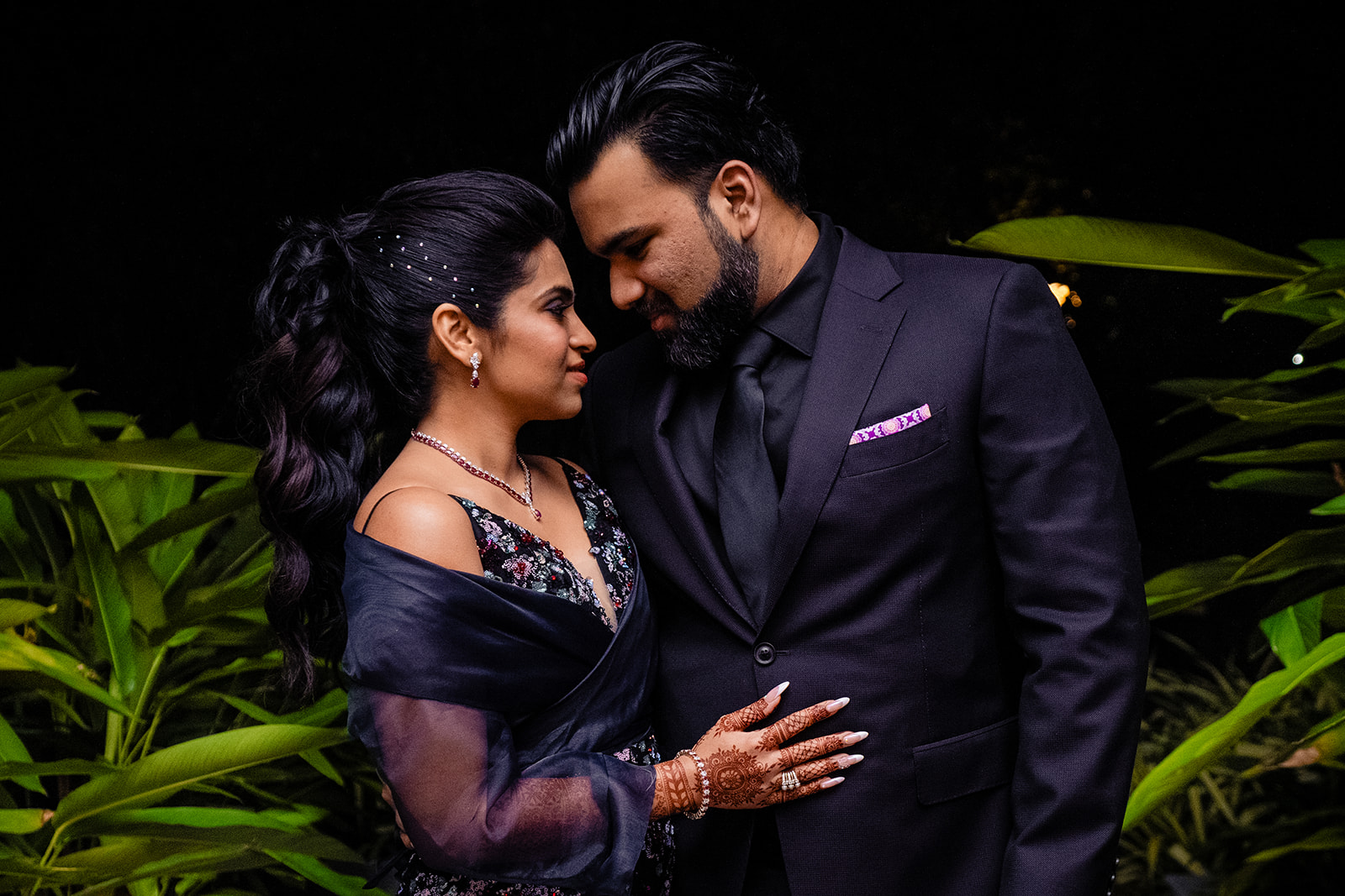 Bride and groom portraits at cocktail party at the Madras Club in Chennai by Potok's World Photography