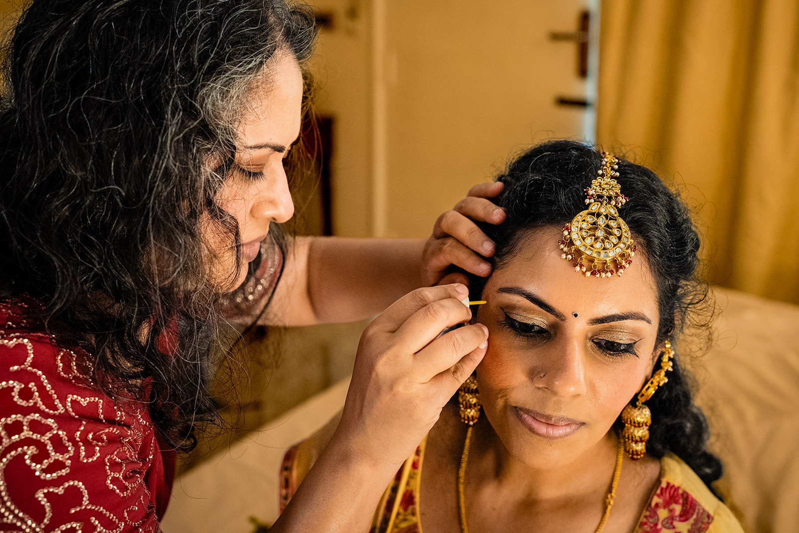 Bride getting ready for her Mehendi ceremony at Green Meadows Resorts in Chennai 