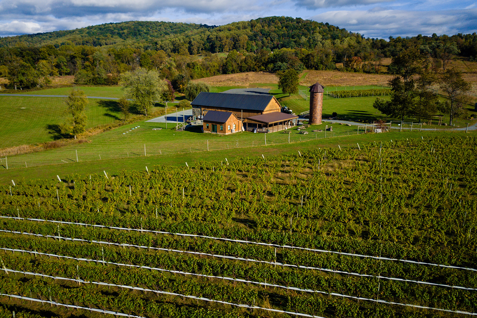 Drone view of Kalero Vineyard Wedding Venue in Loudoun County VA